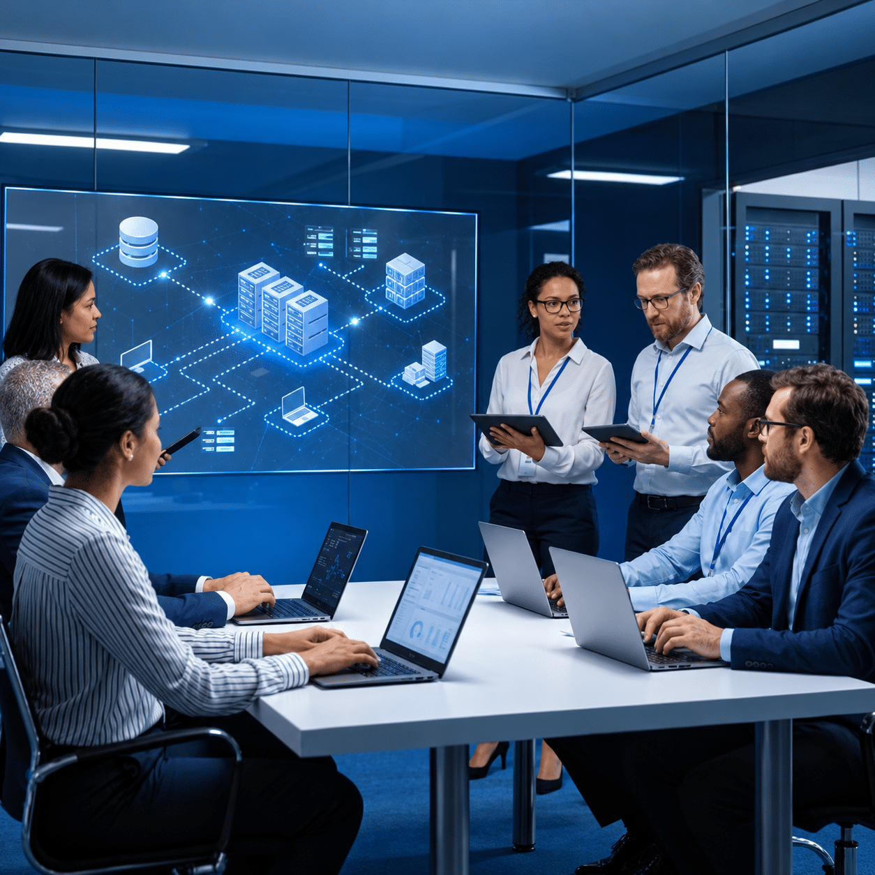 IT team collaborating in a meeting room